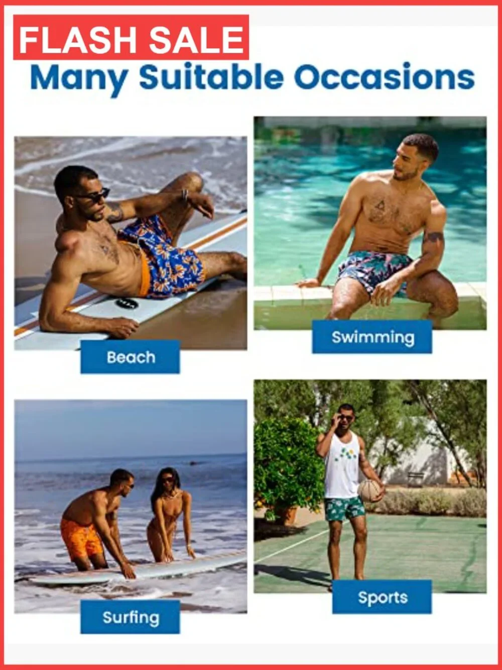 2 in 1 Swim Trunks with Compression Liner Board Shorts Quick Dry